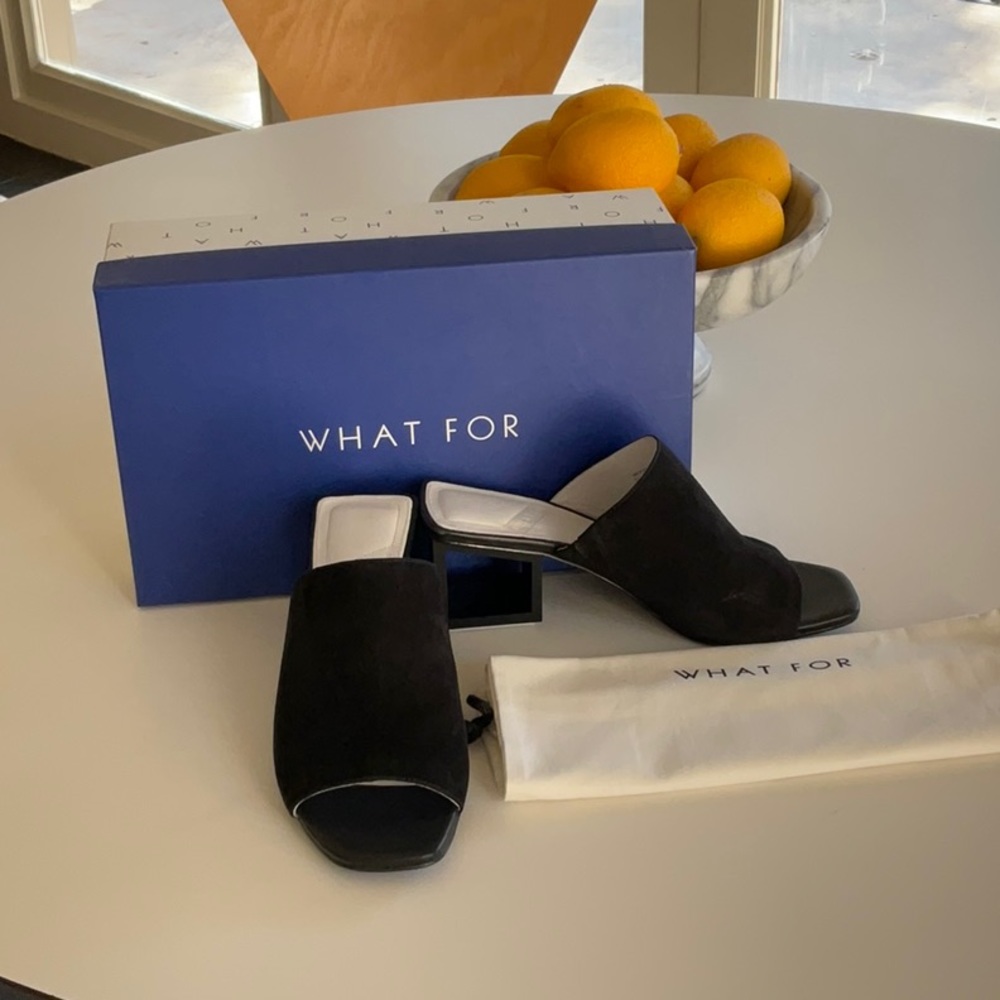 What For Black suede mules. Size 37.